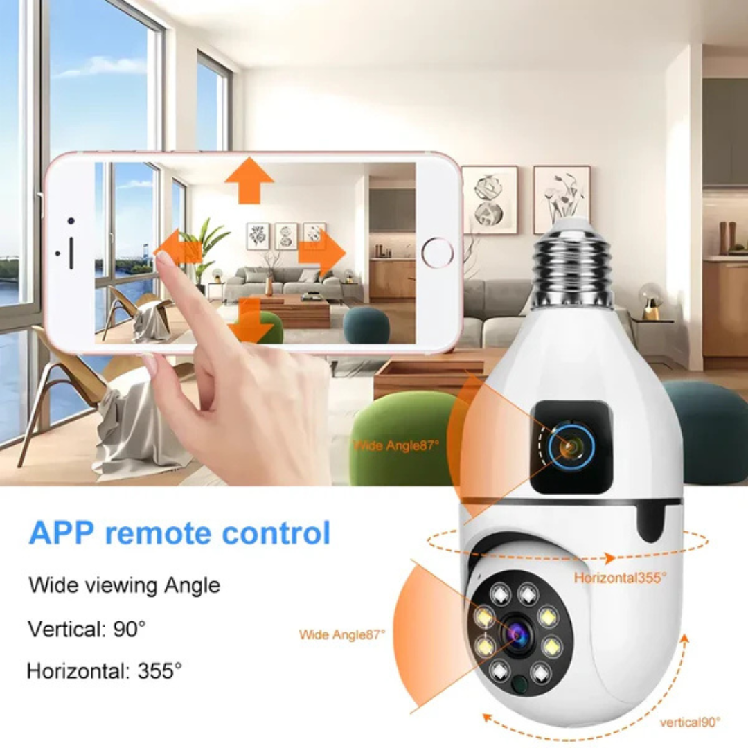 Wifi Dual Lens Camera 1080P Night Vision Bulb 360° 